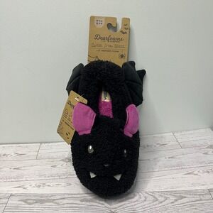 Dearfoams DF Bat Slipper Black Purple Memory Foam Halloween Womens 5-6  27010